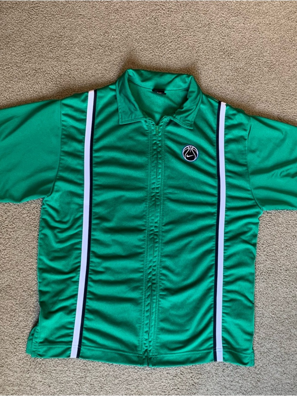 Vintage 90s Nike Basketball Shooting Shirt Jacket Full Zip Jersey Size L Green